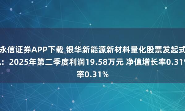 永信证券APP下载 银华新能源新材料量化股票发起式A：2025年第二季度利润19.58万元 净值增长率0.31%