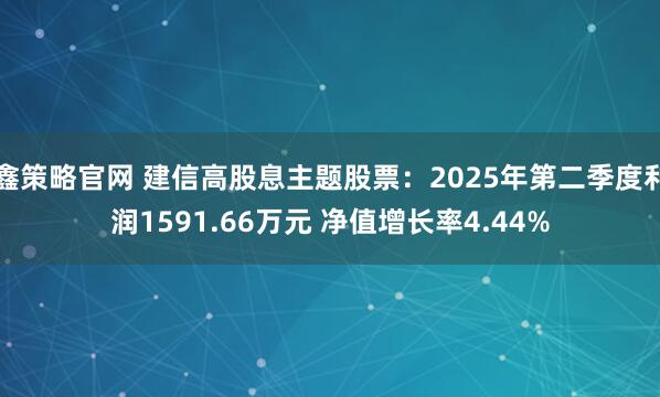 鑫策略官网 建信高股息主题股票：2025年第二季度利润1591.66万元 净值增长率4.44%