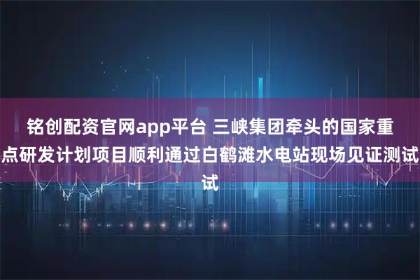 铭创配资官网app平台 三峡集团牵头的国家重点研发计划项目顺利通过白鹤滩水电站现场见证测试