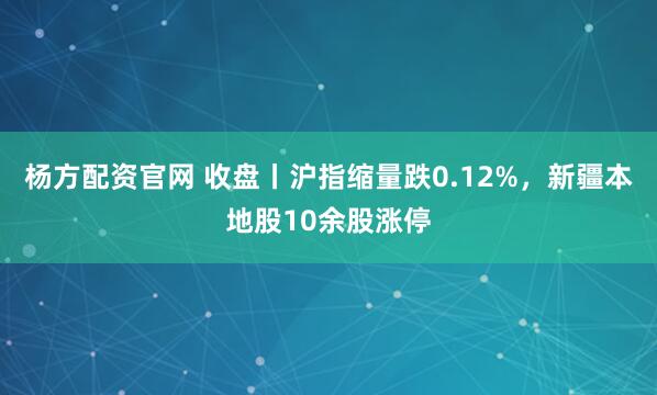 杨方配资官网 收盘丨沪指缩量跌0.12%，新疆本地股10余股涨停